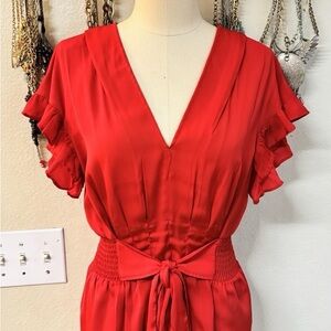 Max Studio Red V-Neck Blouse